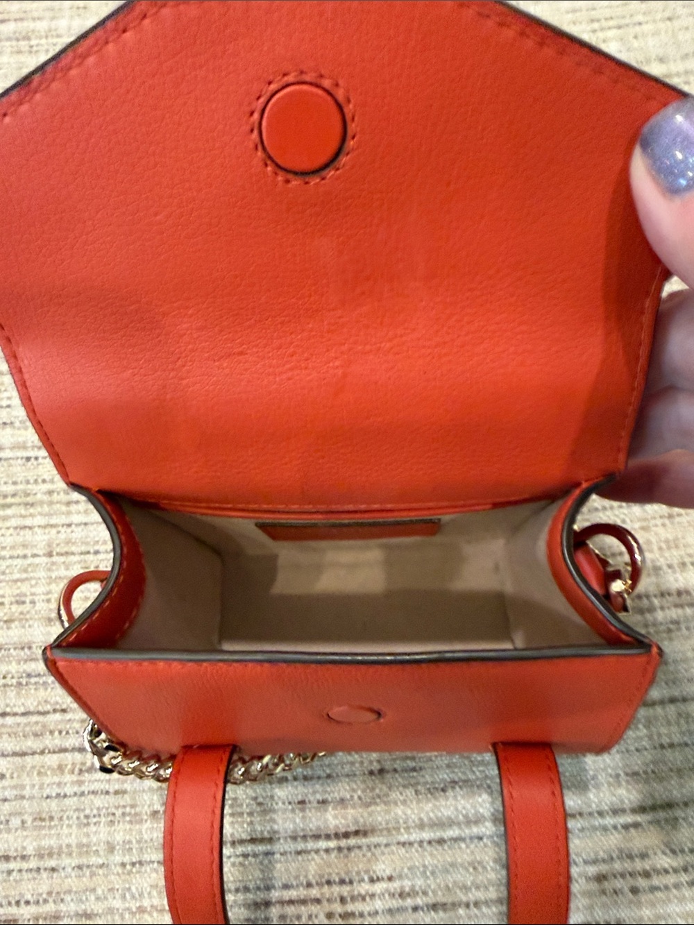 Strathberry Mini Crossbody in Burnt Orange with Gold Chain - Picture 9 of 16